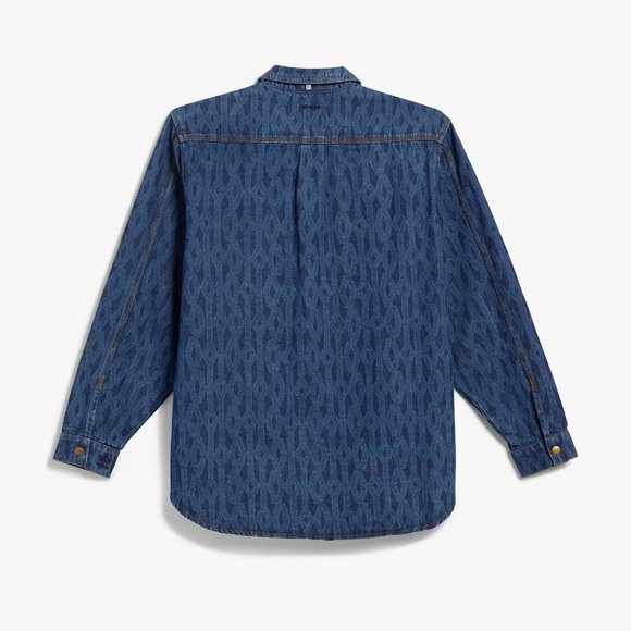 Adidas Ivy Park All Gender Blue Monogram Denim Button Up Shirt Size 2xs H61704 - Picture 3 of 4